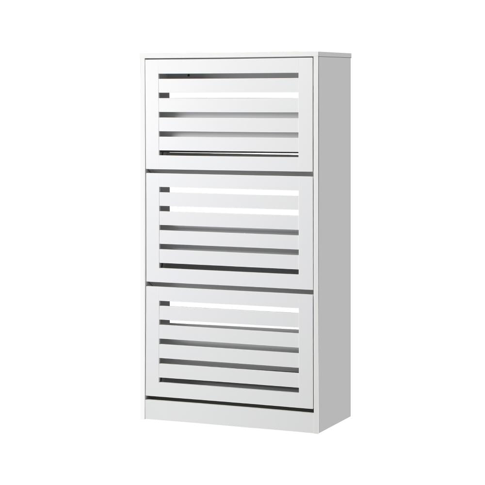 Oikiture Shoes Rack Shoe Storage Cabinet Organiser Shelf 3 Doors 45 Pairs White-Shoe Storage Cabinet-PEROZ Accessories