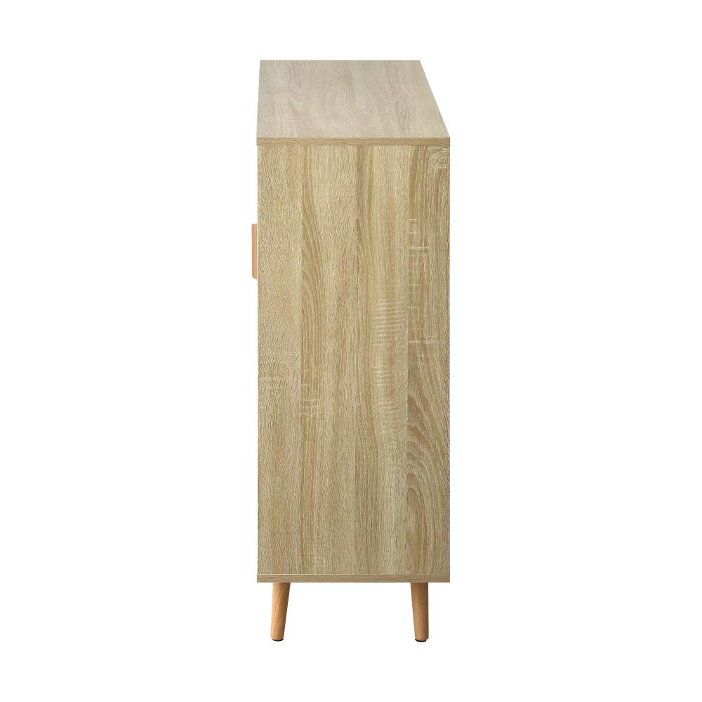 Oikiture Shoe Cabiner with 6 Adjustable Shelving and Sliding Doors, Shoe Rack Storage Sideboard White and Wood-Shoe Storage Cabinet-PEROZ Accessories