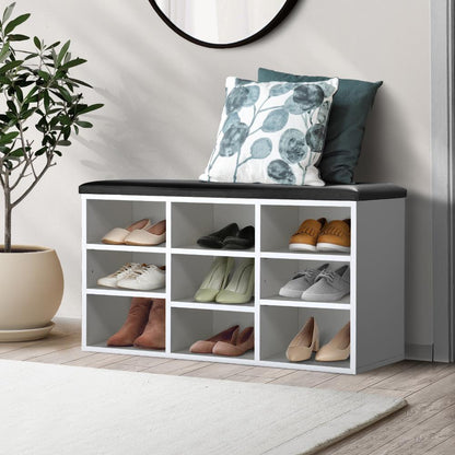 Oikiture Shoe Cabinet Bench Organiser Shoe Rack Storage Padded Seat Wooden Shelf-Shoe Bench-PEROZ Accessories