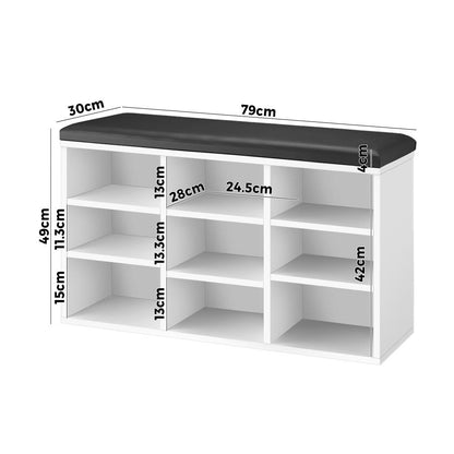 Oikiture Shoe Cabinet Bench Organiser Shoe Rack Storage Padded Seat Wooden Shelf-Shoe Bench-PEROZ Accessories
