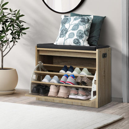 Oikiture Shoe Cabinet Bench Shoes Storage Shelves Shelf Organiser Cupboard Wooden 0.6M 15 Pairs-Shoe Bench-PEROZ Accessories