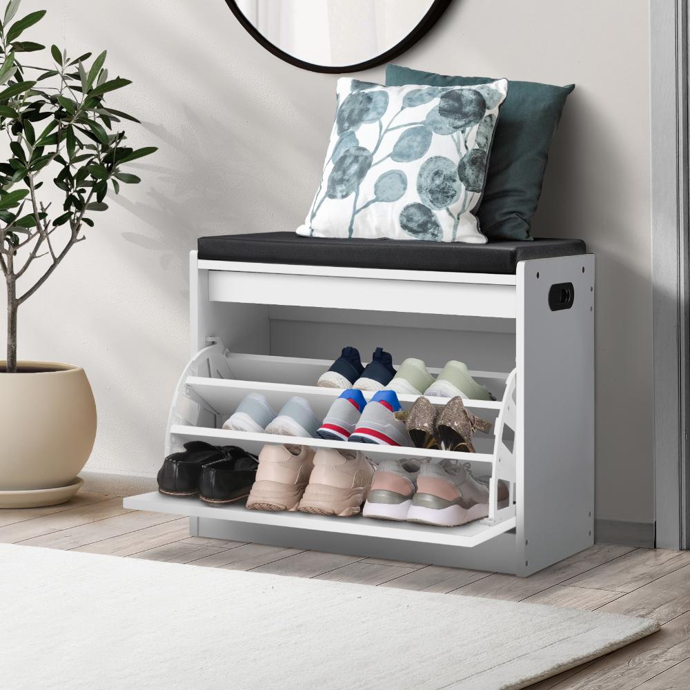 Oikiture Shoe Cabinet Bench Shoes Storage Rack Shelves Shelf Cupboard Footwear Stand White 0.6M 15 Pairs-Shoe Bench-PEROZ Accessories