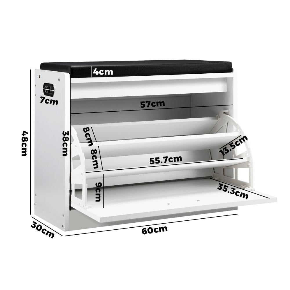 Oikiture Shoe Cabinet Bench Shoes Storage Rack Shelves Shelf Cupboard Footwear Stand White 0.6M 15 Pairs-Shoe Bench-PEROZ Accessories