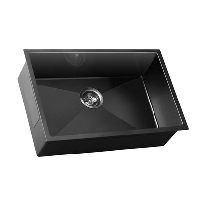 Shop Welba Kitchen Sink Stainless Steel Bathroom Laundry Basin Single Black 70X45CM  | PEROZ Australia