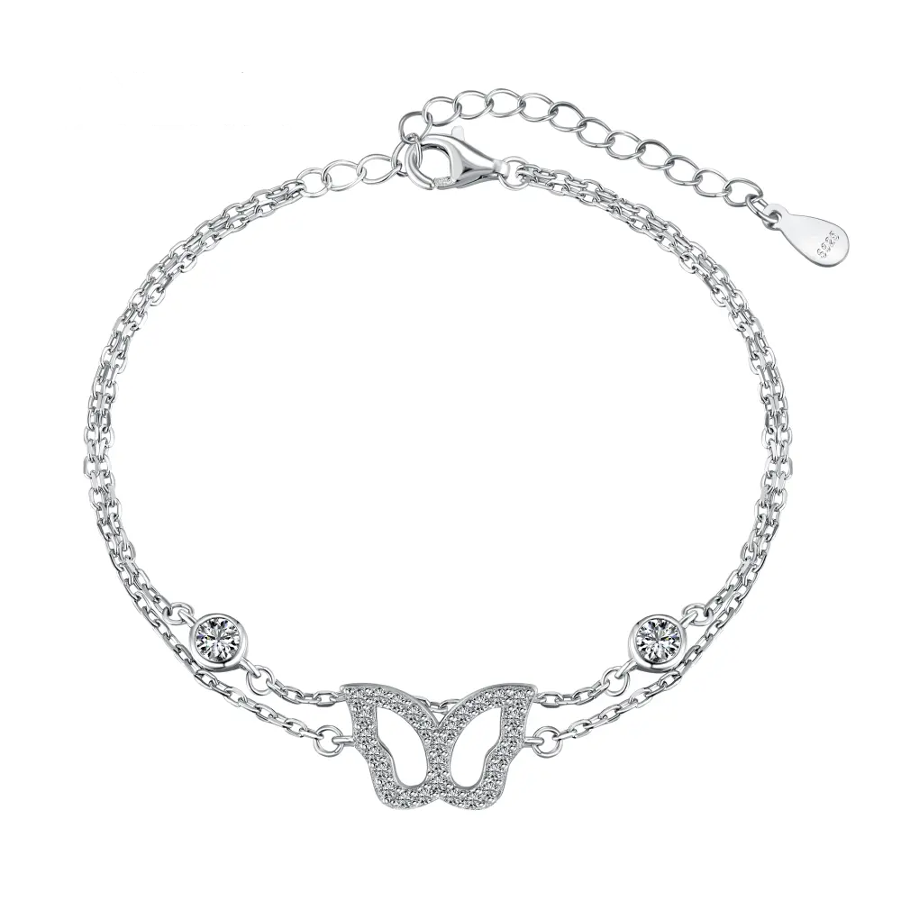 Anyco Bracelet Cz Cubic Zirconia Jewelry Butterfly Chain Link 925 Sterling Silver Charm Bracelets For Women-Bracelets-PEROZ Accessories