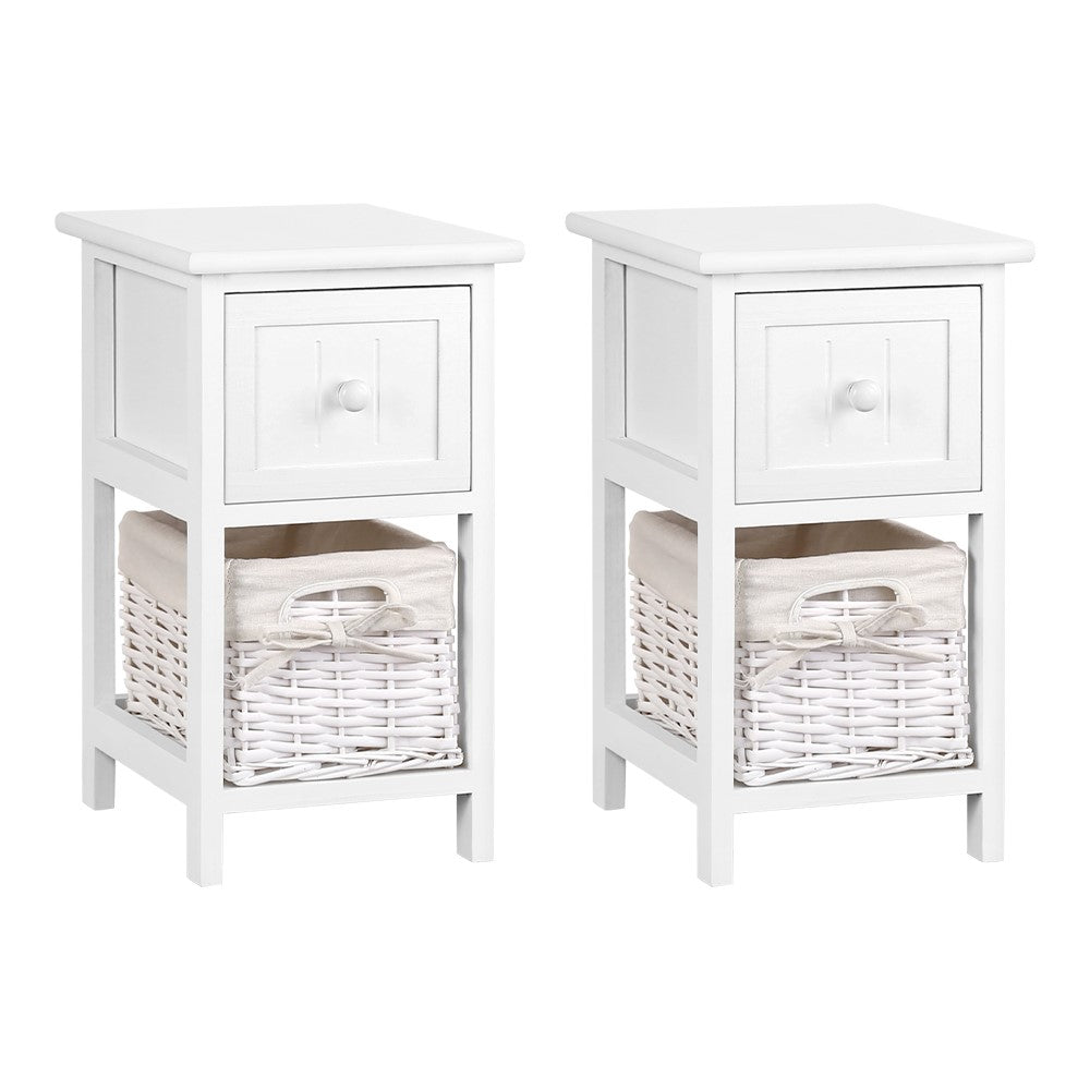 2 PCS Artiss Bedside Table - White-Bedside Tables - Peroz Australia - Image - 2