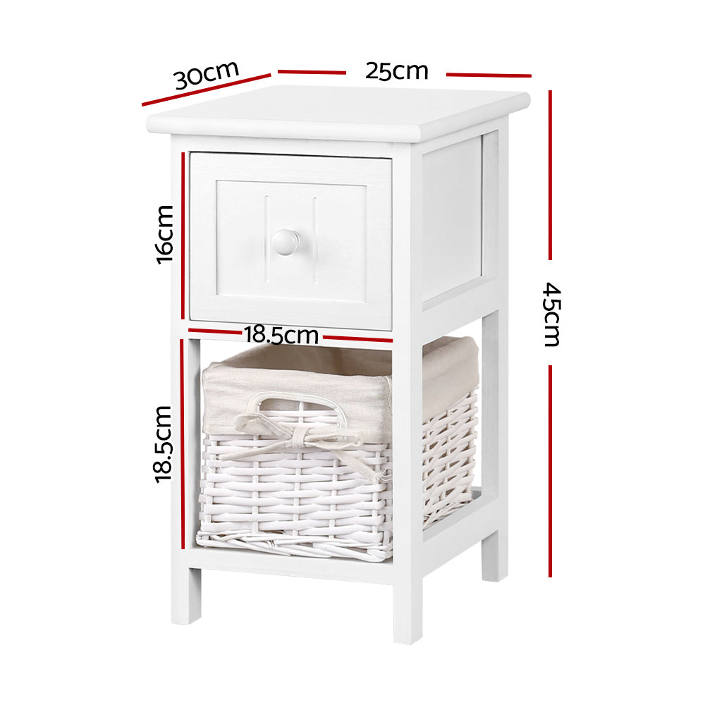 2 PCS Artiss Bedside Table - White-Bedside Tables - Peroz Australia - Image - 3