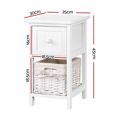 2 PCS Artiss Bedside Table - White-Bedside Tables - Peroz Australia - Image - 3