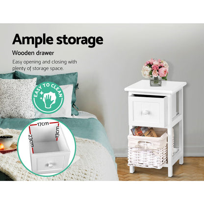 2 PCS Artiss Bedside Table - White-Bedside Tables - Peroz Australia - Image - 7