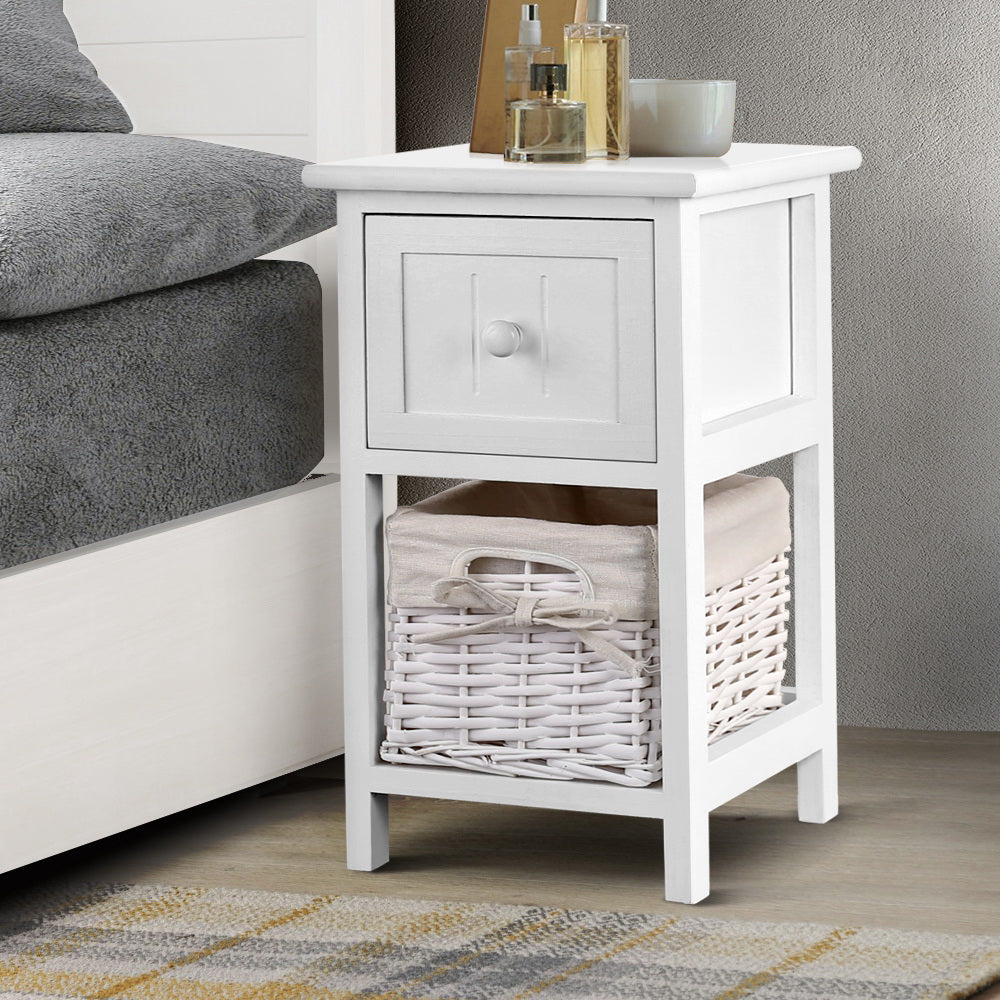 2 PCS Artiss Bedside Table - White-Bedside Tables - Peroz Australia - Image - 1