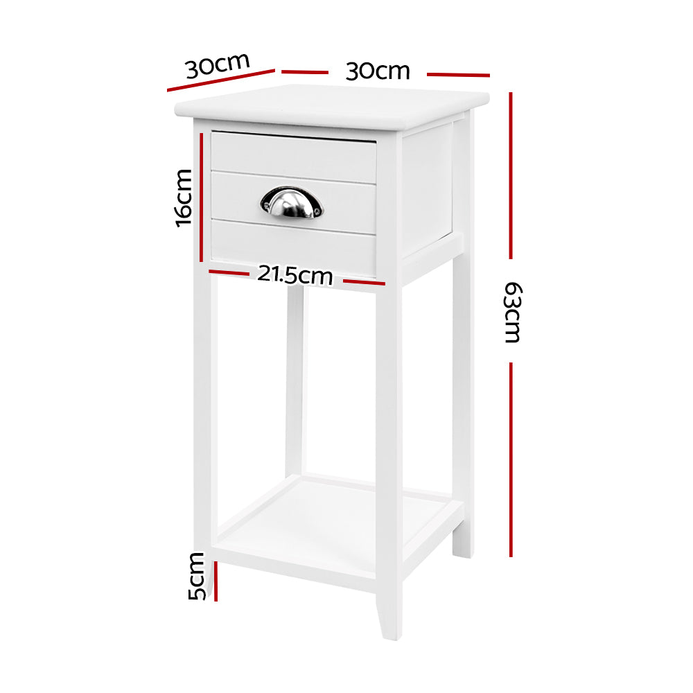 Artiss Bedside Table Nightstand Drawer Storage Cabinet Lamp Side Shelf White-Bedside Tables - Peroz Australia - Image - 3