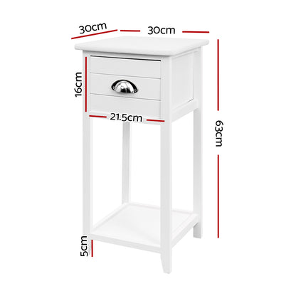 Artiss Bedside Table Nightstand Drawer Storage Cabinet Lamp Side Shelf White-Bedside Tables - Peroz Australia - Image - 3