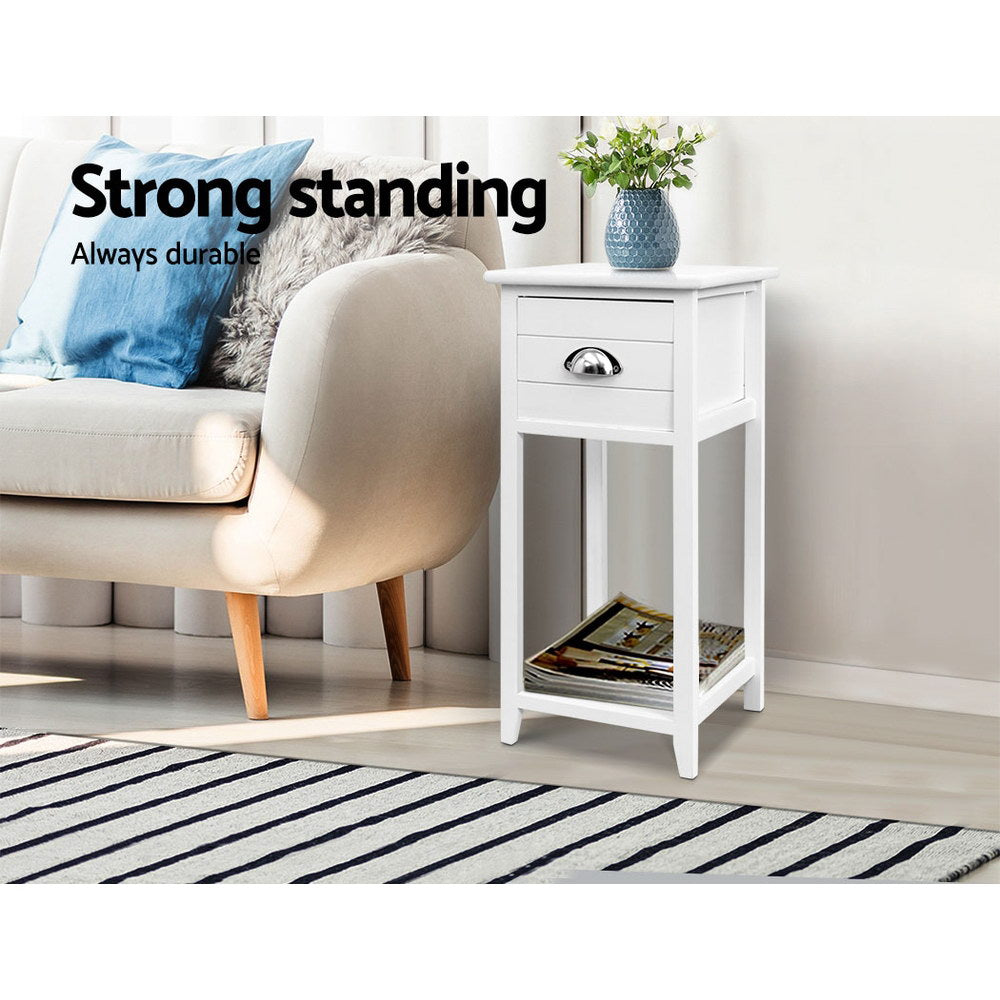 Artiss Bedside Table Nightstand Drawer Storage Cabinet Lamp Side Shelf White-Bedside Tables - Peroz Australia - Image - 6
