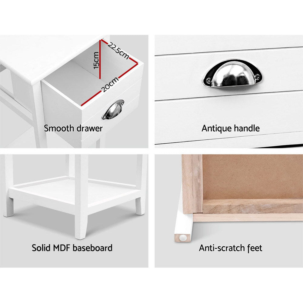 Artiss Bedside Table Nightstand Drawer Storage Cabinet Lamp Side Shelf White-Bedside Tables - Peroz Australia - Image - 8