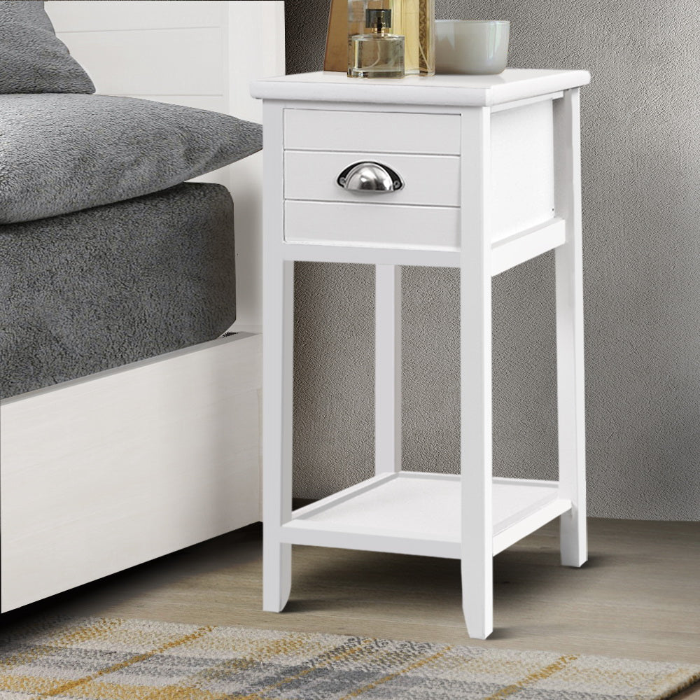 Artiss Bedside Table Nightstand Drawer Storage Cabinet Lamp Side Shelf White-Bedside Tables - Peroz Australia - Image - 1