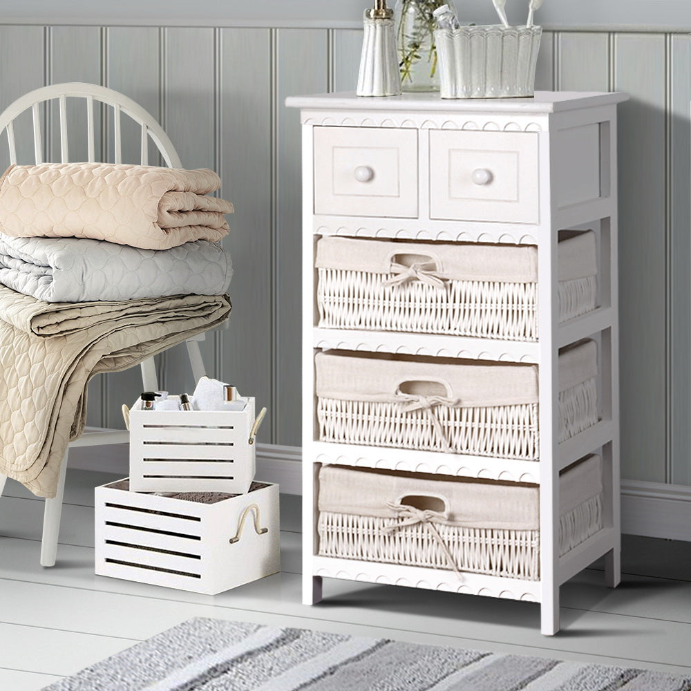 Artiss 3 Basket Storage Drawers - White-Furniture > Bedroom - Peroz Australia - Image - 1