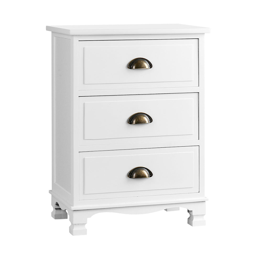 Artiss Vintage Bedside Table Chest Storage Cabinet Nightstand White-Bedside Tables - Peroz Australia - Image - 2