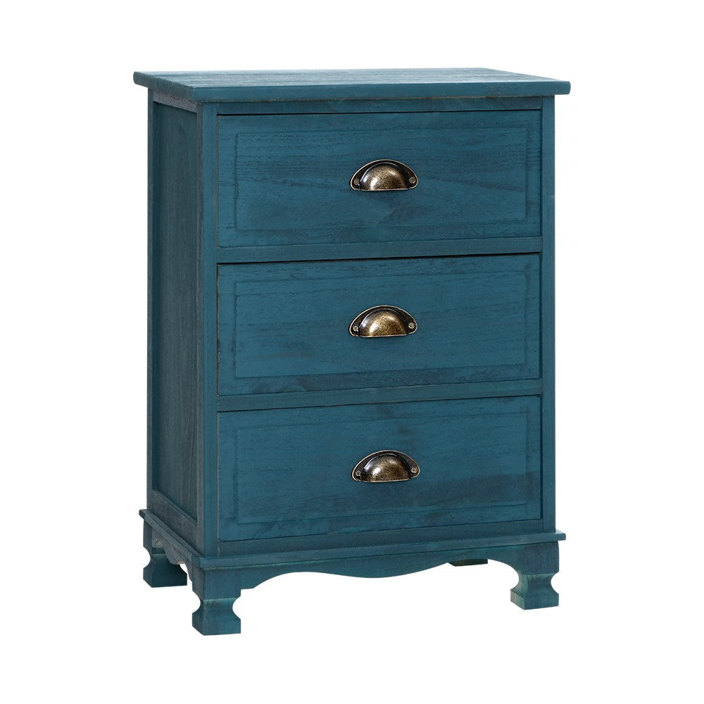 Artiss Bedside Tables Drawers Side Table Cabinet Vintage Blue Storage Nightstand-Bedside Tables - Peroz Australia - Image - 2
