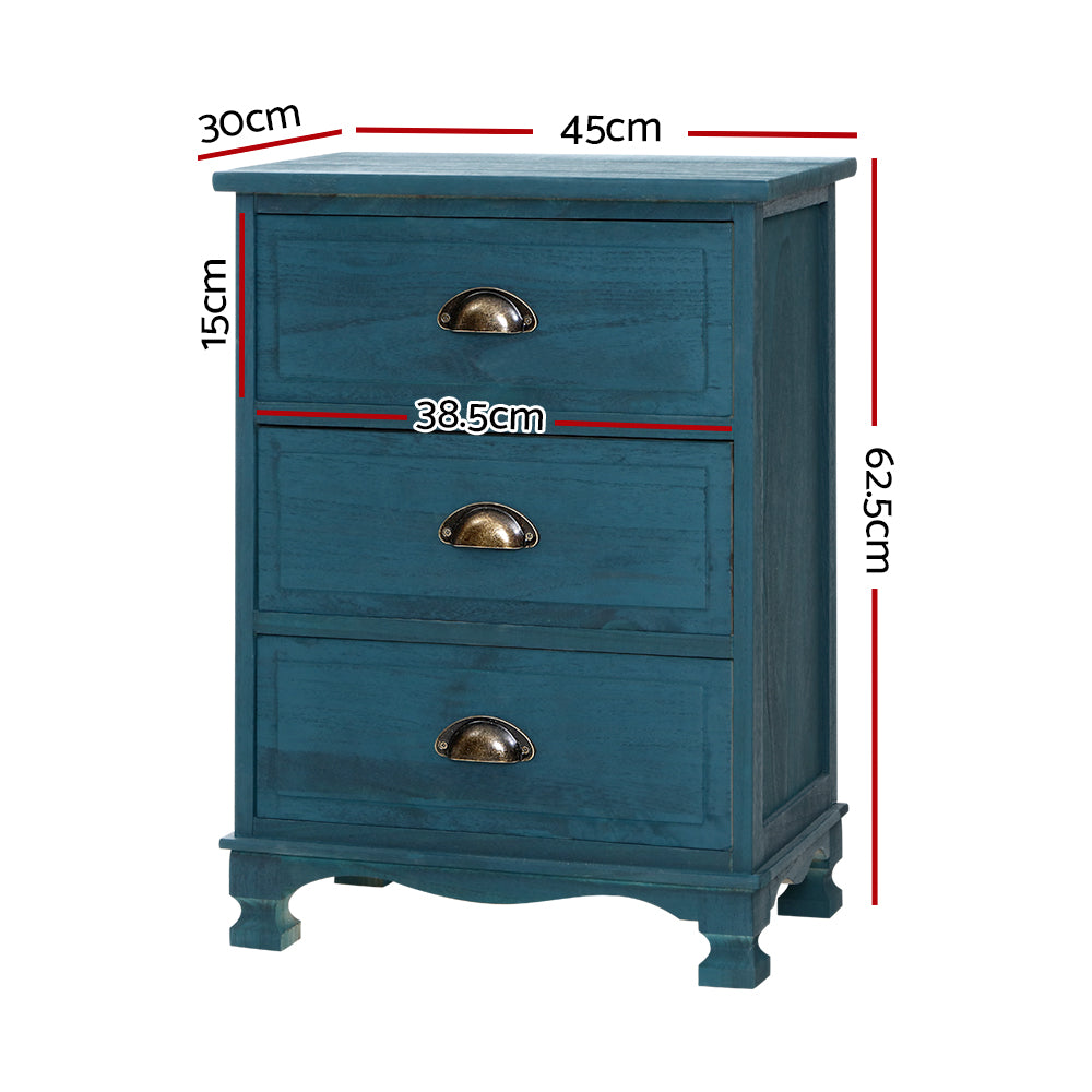 Artiss Bedside Tables Drawers Side Table Cabinet Vintage Blue Storage Nightstand-Bedside Tables - Peroz Australia - Image - 5
