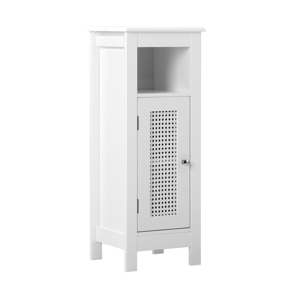 Oikiture Bathroom Cabinet Floor Cupboard Slim Laundry Storage Rattan Door White |PEROZ Australia