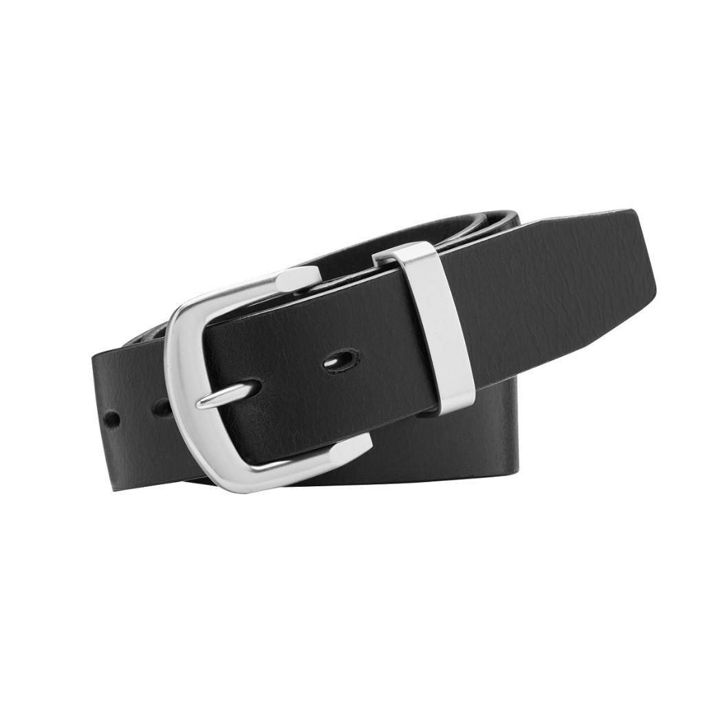 STATION Black. Full Grain Natural Leather Belt. 38mm width. Larger sizes.-Full Grain Leather Belts-PEROZ Accessories