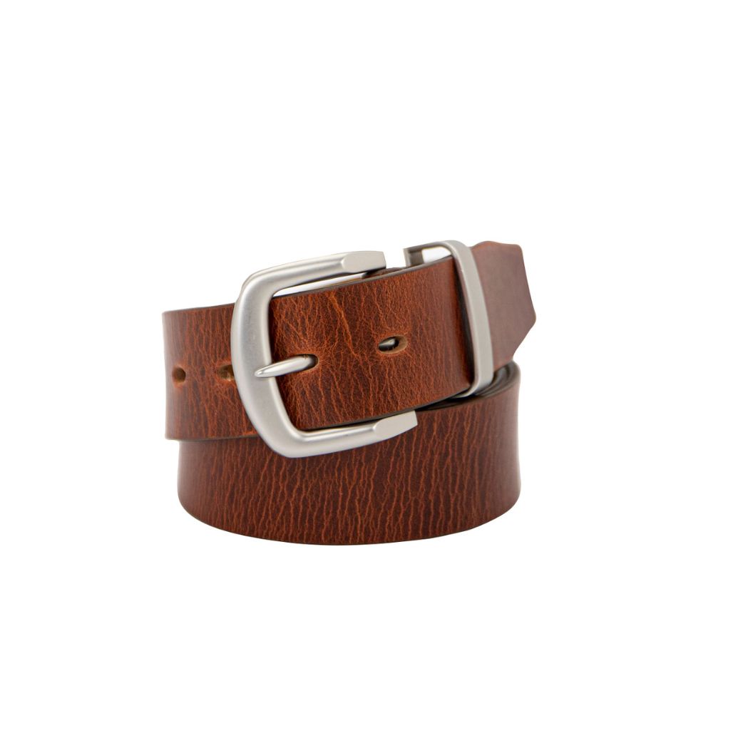 STATION Cognac. Full Grain Natural Leather Belt. 38mm width.-Full Grain Leather Belts-PEROZ Accessories