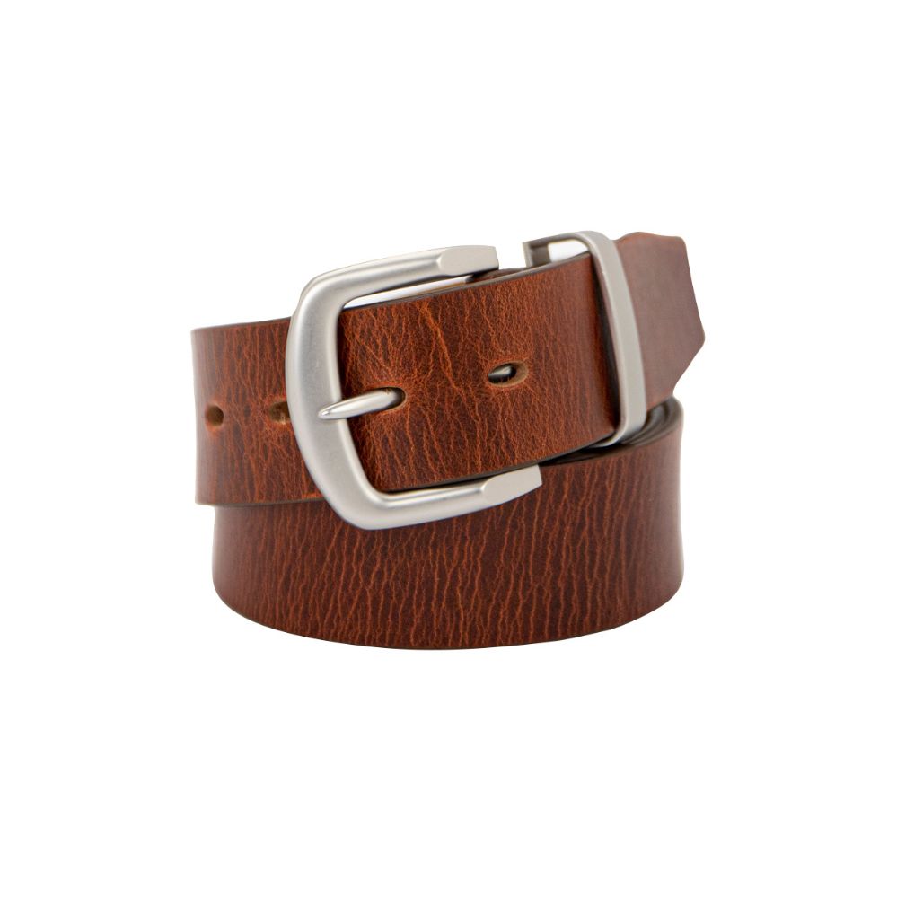 STATION Cognac. Full Grain Natural Leather Belt. 38mm width. Larger sizes.-Full Grain Leather Belts-PEROZ Accessories