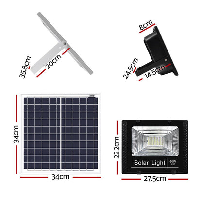 Leier 80 LED Solar Street Light 60W Flood Motion Sensor Remote Outdoor Wall Lamp-Home &amp; Garden &gt; Lighting-PEROZ Accessories