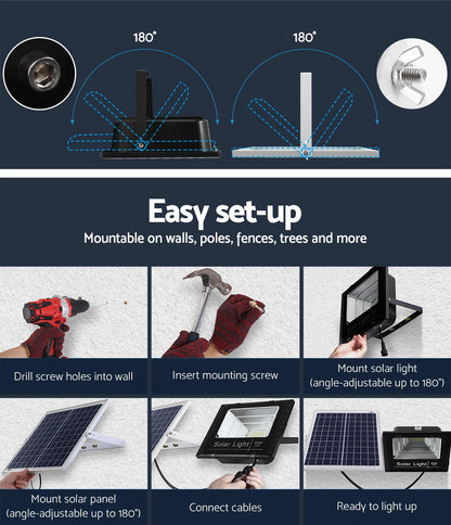 Leier 80 LED Solar Street Light 60W Flood Motion Sensor Remote Outdoor Wall Lamp-Home &amp; Garden &gt; Lighting-PEROZ Accessories