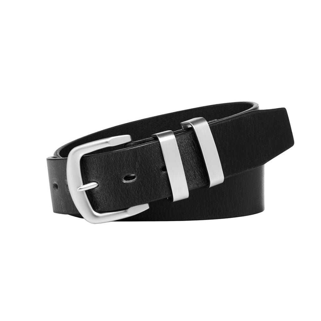 STOCKMAN Black. Men’s Full Grain Natural Leather Belt. 38mm width. Larger sizes.-Full Grain Leather Belts-PEROZ Accessories