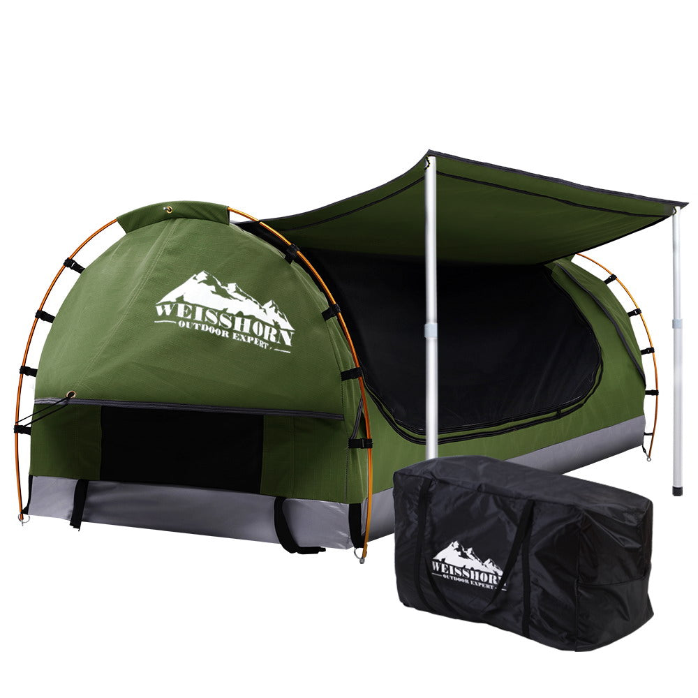 Weisshorn Double Swag Camping Swags Canvas Free Standing Dome Tent Celadon-Outdoor &gt; Camping-PEROZ Accessories