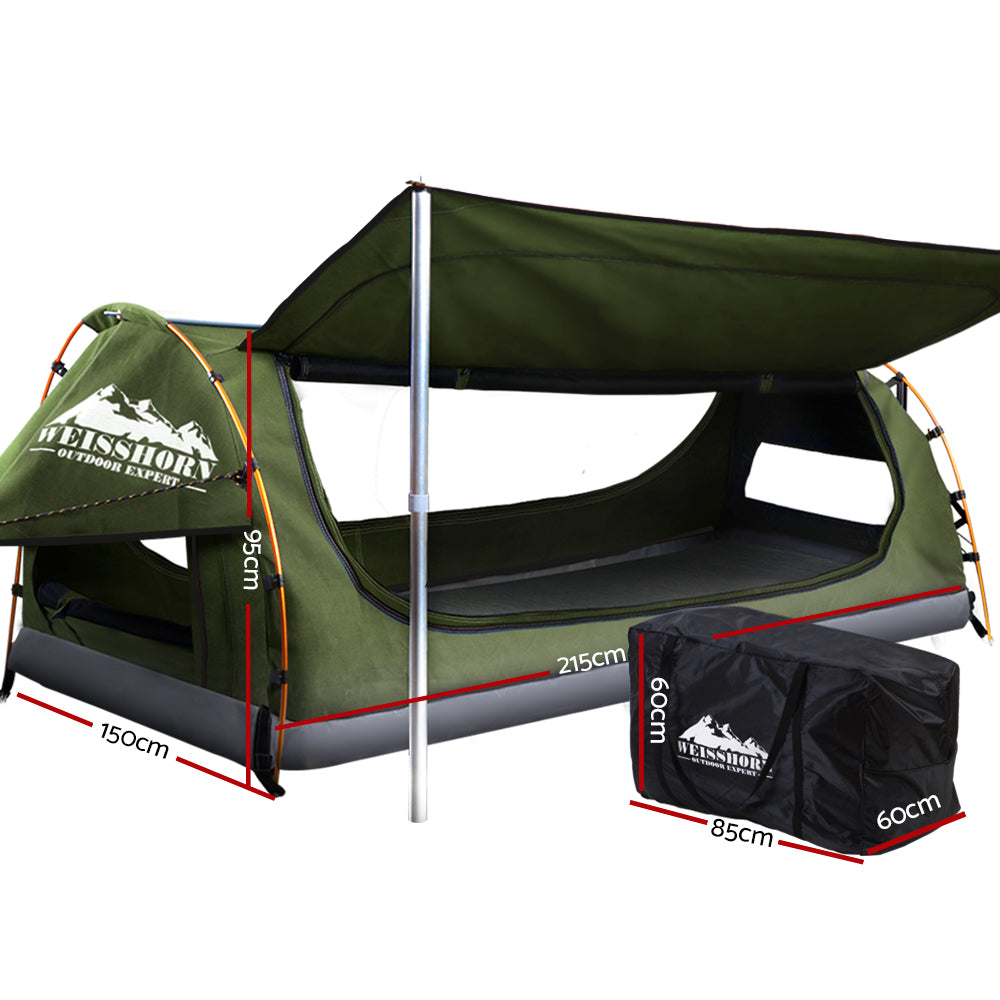 Weisshorn Double Swag Camping Swags Canvas Free Standing Dome Tent Celadon-Outdoor &gt; Camping-PEROZ Accessories