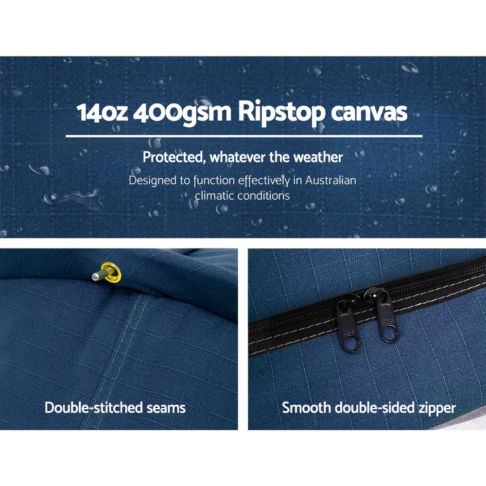 Weisshorn Double Swag Camping Swags Canvas Free Standing Dome Tent Dark Blue with 7CM Mattress-Camping Swags-PEROZ Accessories