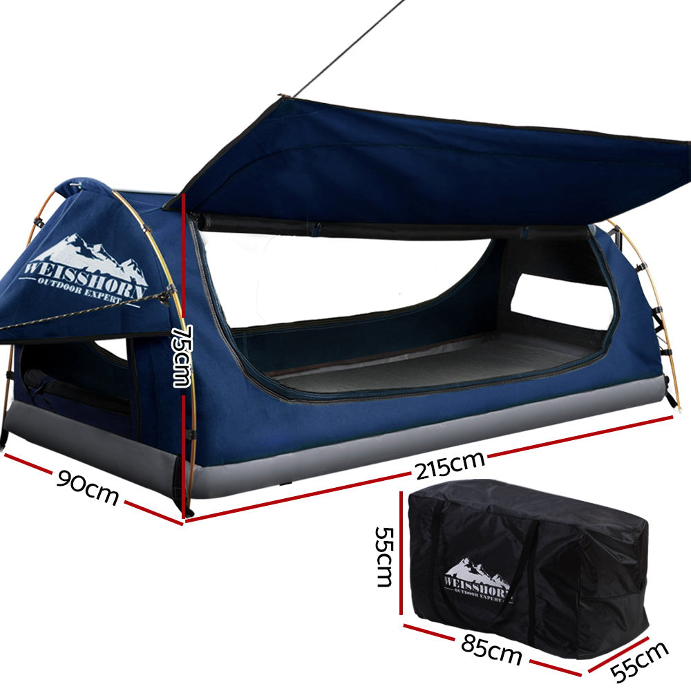 Weisshorn Swag King Single Camping Canvas Free Standing Swags Blue Dome Tent-Outdoor &gt; Camping-PEROZ Accessories