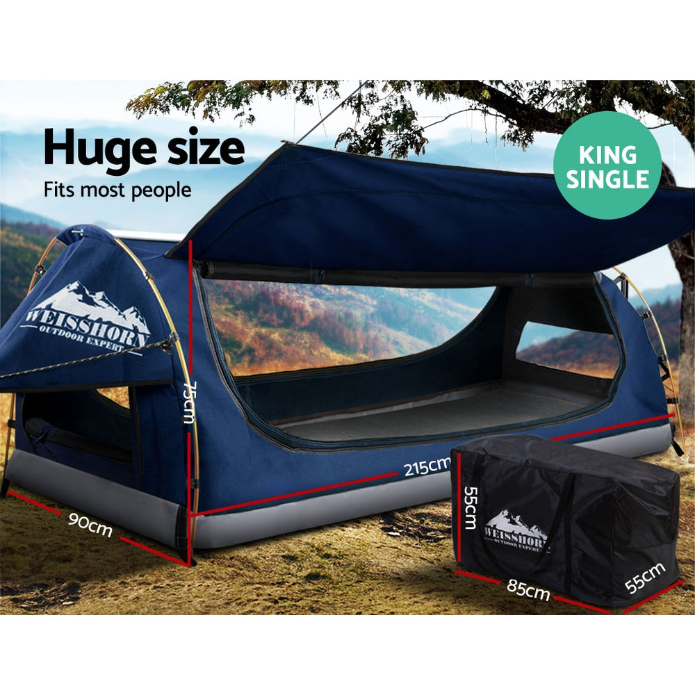 Weisshorn Swag King Single Camping Canvas Free Standing Swags Blue Dome Tent-Outdoor &gt; Camping-PEROZ Accessories