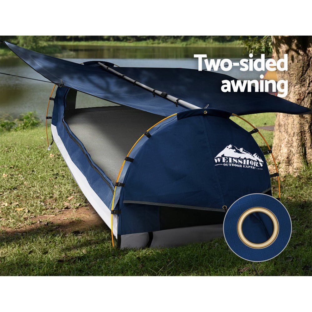 Weisshorn Swag King Single Camping Canvas Free Standing Swags Blue Dome Tent-Outdoor &gt; Camping-PEROZ Accessories