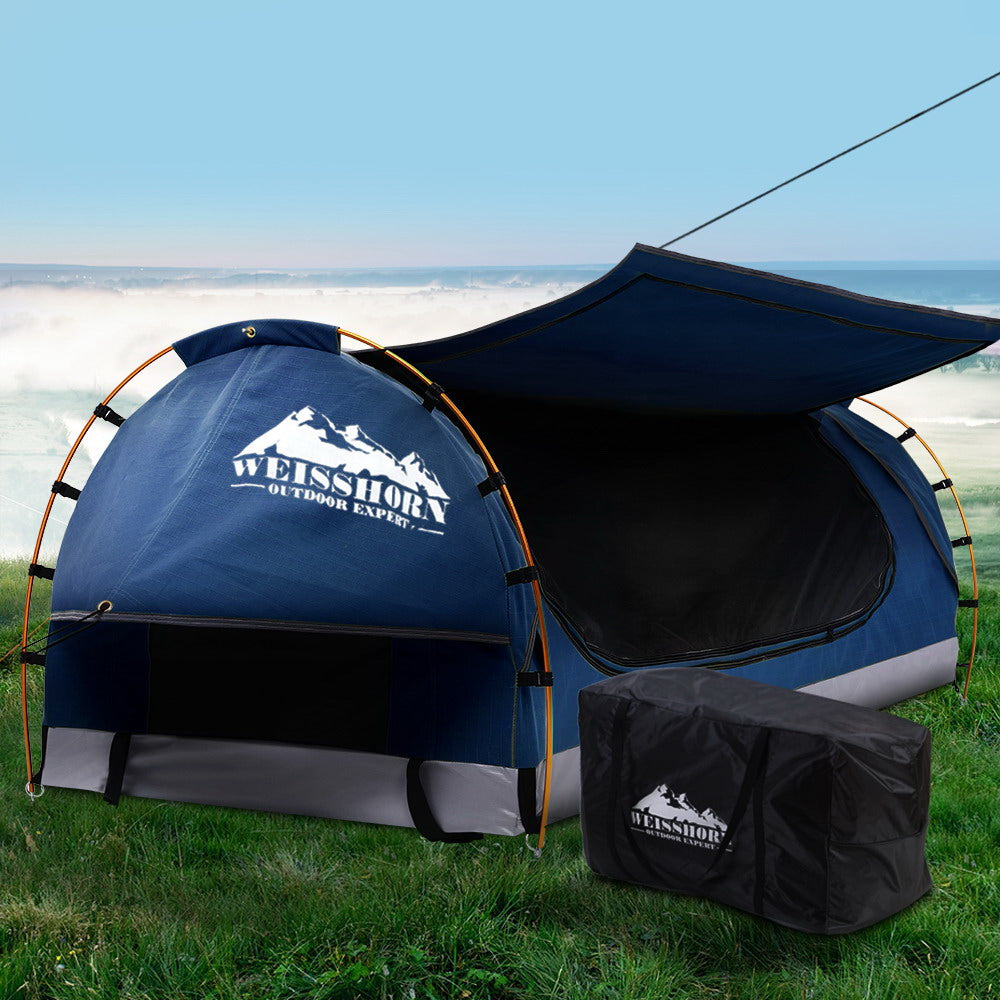 Weisshorn Swag King Single Camping Canvas Free Standing Swags Blue Dome Tent-Outdoor &gt; Camping-PEROZ Accessories