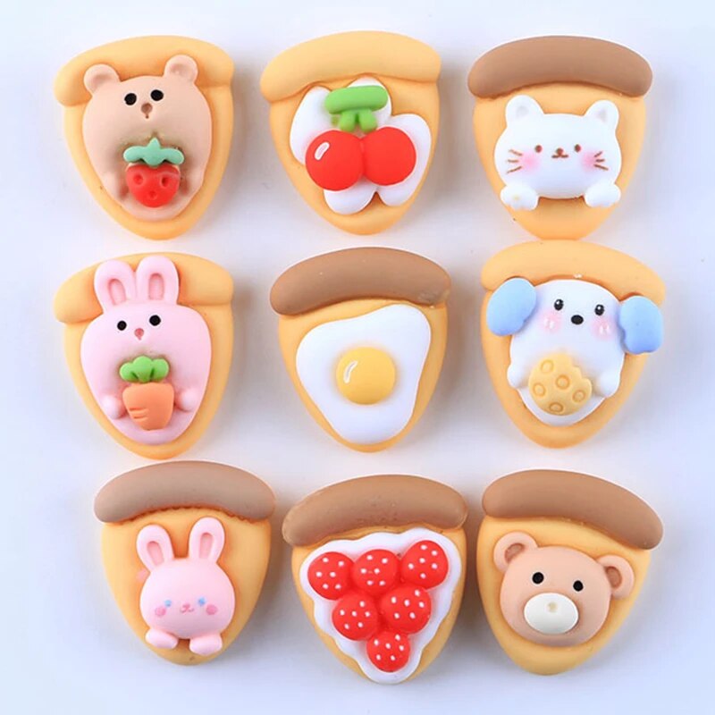 Anykidz Jibbitz Animal Pizza 9pcs Shoe Charm Accessories Jeans Clogs Pendants Designer Ornament for Crocs-Shoe Accessories-PEROZ Accessories
