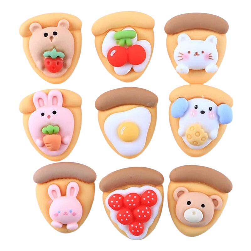 Anykidz Jibbitz Animal Pizza 9pcs Shoe Charm Accessories Jeans Clogs Pendants Designer Ornament for Crocs-Shoe Accessories-PEROZ Accessories