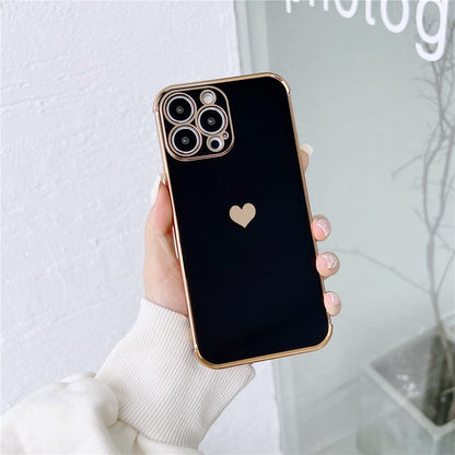 Anymob iPhone Case White Plating Love Heart Pattern Soft Silicon Phone Cover-Mobile Phone Cases-PEROZ Accessories