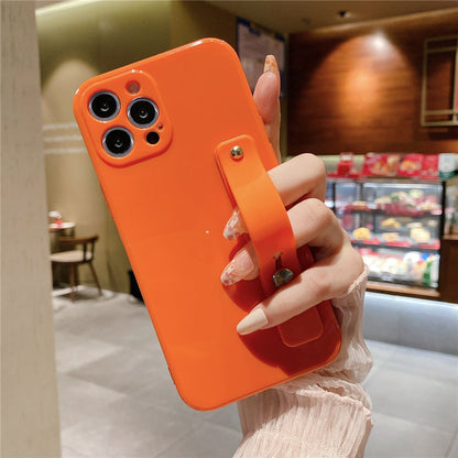 Anymob iPhone Case Mustard Solid Color Lens Protection Wrist Strap Stand Silicone Bumper Cover-Mobile Phone Cases-PEROZ Accessories