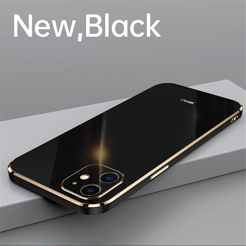 Anymob iPhone Case Nude Plating Square Frame Soft Silicone Cover-Mobile Phone Cases-PEROZ Accessories
