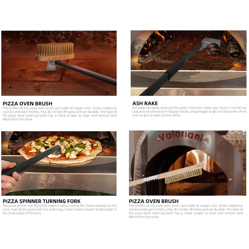 AnyGleam Black 41cm Oven Copper Brush with Metal Scraper Tool Cleaning Accessories-Pizza Makers &amp; Ovens-PEROZ Accessories