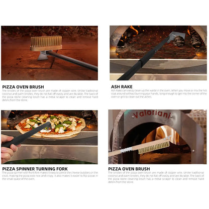 AnyGleam Black 41cm Oven Copper Brush with Metal Scraper Tool Cleaning Accessories-Pizza Makers &amp; Ovens-PEROZ Accessories