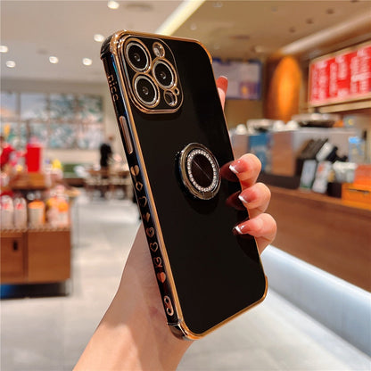 Anymob iPhone Case White Soft Electroplated Stand Ring Bumper Silicon Back Cover-Mobile Phone Cases-PEROZ Accessories