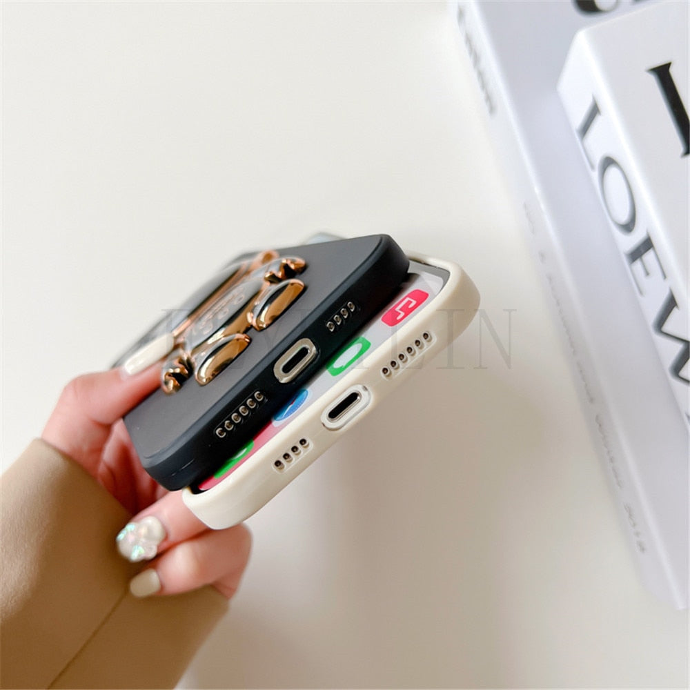 Anymob iPhone Black 3D Astronaut Folding Stand Shockproof Soft Silicon Cover-Mobile Phone Cases-PEROZ Accessories
