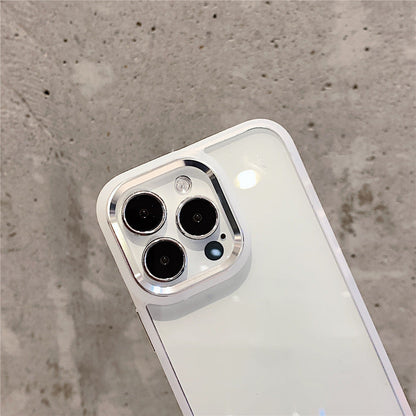Anymob iPhone Case Black Metal Ridge Transparent Back Cover Black Metal Camera Protection Shockproof Armor Case iPhone13 12 11 Pro Max Compatible-Mobile Phone Cases-PEROZ Accessories