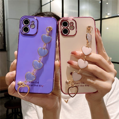 Anymob iPhone Yellow GreenLove Heart Bracelet Chain Soft Case Plating Phone Cover-Mobile Phone Cases-PEROZ Accessories