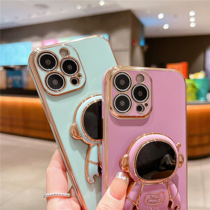 Anymob iPhone Case White Universal 6D Astronaut Foldable Holder Phone Cover-Mobile Phone Cases-PEROZ Accessories