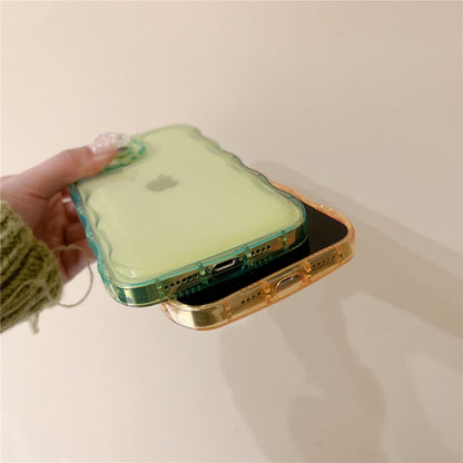 Anymob iPhone Blue Curly Wavy Phone Case Shockproof Transparent Silicone Cover-Mobile Phone Cases-PEROZ Accessories